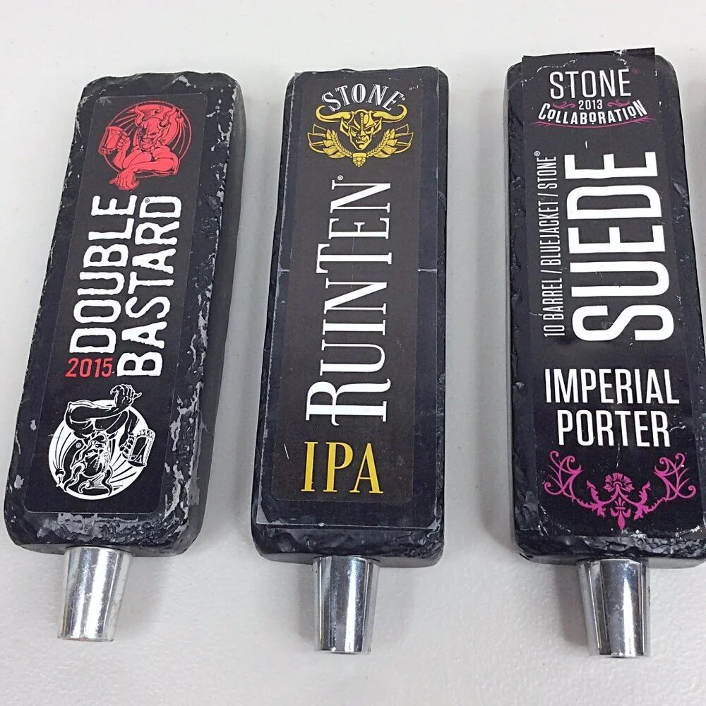 Lot of 5 Stone Brewing Tap‎ Handles Suede RuinTen Porter Double Bastard